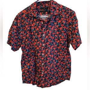 Banana Republic linen flamingo men’s button up shirt